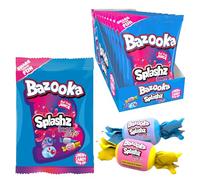 Bazooka Splashz (140g) Berry Blast Chewy Sweets, 2 Tasty Flavours in Each Sweet, Made with Real Juice, Wrapped Chew Sweets Perfect for Sharing - Halal Candy