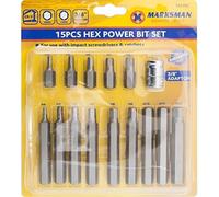 Bazzaree 15PC Hex Bit Socket Set - Chrome Vanadium Steel Allen Key Wrench 3/8" Drive Adapter - H4 to H12 - Heavy Duty Professional Mechanic Tool Kit for Automotive & DIY Repairs