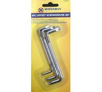 Bazzaree 3Pc Offset Screwdriver Set - Slotted & Phillips Heads, Soft Grip, Right Angle Screwdrivers for Tight & Awkward Spaces, Home Improvement Tool