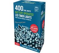 Bazzaree Festive Magic 400 White LED Christmas Lights - Battery Powered with Timer & 8 Light Modes - Indoor/Outdoor Decoration String Lights for Modern Glow