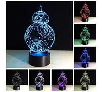 BB-8 USB powered 3D Colour Changing Illusion Mood Lamp | Night Light | Desk Lamp | 7 Colours plus Colour Change Sequence | Touch Button Control | 22.5 x 12.5 x 8.8cm |
