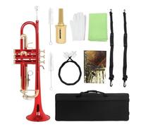 Bb B Flat Red Trumpet Gold Key Brass Trumpet With Mouthpiece Gloves Strap Pressure Valve Accessories (Color : 03)