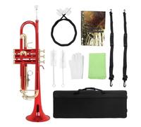 Bb B Flat Red Trumpet Gold Key Brass Trumpet With Mouthpiece Gloves Strap Pressure Valve Accessories (Color : 02)