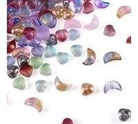 BB Beadthoven 180PCS Heart & Crescent Moon Glass Beads, 18 Styles, 10pcs/Color, Size 10x10x5mm & 9x14x6mm, Hole 1-1.2mm, Ideal for DIY Jewelry Making