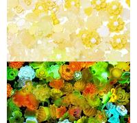 BB Beadthoven 200pcs Glow in the Dark Resin Slime Charms - Yellow 3D Cute Flower Flatback Beads for DIY Craft, Nail Charms, Scrapbooking, Jewelry Making & More