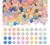 BB Beadthoven 500Pcs Luminous Glass Beads: 10 Colors, 50Pcs/Color, 5mm, Round, Glow in The Dark, Undrilled, For Jewelry Making, Home Decor, Parties & Weddings