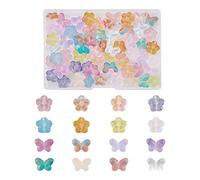 BB Beadthoven 80Pcs Butterfly Glass Beads Clear Plum Blossom Beads Colorful Pony Glitter Beads for DIY Bracelet Necklace Earring Jewelry Making Hole: 1-1.2mm