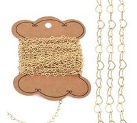 BB Beadthoven Real 14K Gold Filled Chains 3.5mm Heart Necklace Chains for Permanent Jewelry Making 16.4 FT Brass Chains Link Cable Chain Roll Jewelry Chains for DIY Necklace Bracelet Anklet Findings