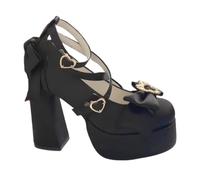 BB BEROBELLO FASHION IS AN ATTITUDE Mousse Heart Sweet/Gothic Lolita Cosplay High Heels Platform Shoes Mary Janes Women's Pumps, Black, 5.5 UK