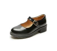 BB BEROBELLO FASHION IS AN ATTITUDE Women's Vintage Black/Brown Mary Jane Flats JK Uniform Dress Shoes, Black 4.5cm Heel, 6 UK
