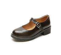 BB BEROBELLO FASHION IS AN ATTITUDE Women's Vintage Black/Brown Mary Jane Flats JK Uniform Dress Shoes, Brown 4.5cm Heel, 6 UK