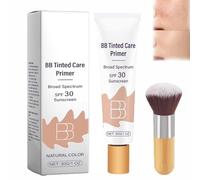 BB Blur Tinted Moisturizer,BB Blur Tinted Moisturizer Spf 30,Tinted Care Primer Sunscreen,Smooths Moisturizing Coverage Foundation Cream with Brush,Long-lasting Makeup,Full Coverage,Oil-Free,Light (B)