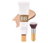 BB Blur Tinted Moisturizer, SPF 30 BB Cream Tinted Moisturiser for Mature Skin, Even Skin Tone Foundation with Make up Brush, Hydrates & Smooths Skin, Full Coverage, Natural Makeup (Wheat Color)