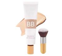 BB Blur Tinted Moisturizer, SPF 30 BB Cream Tinted Moisturiser for Mature Skin, Even Skin Tone Foundation with Make up Brush, Hydrates & Smooths Skin, Full Coverage, Natural Makeup (Natural Color)