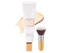 BB Blur Tinted Moisturizer, SPF 30 BB Cream Tinted Moisturiser for Mature Skin, Even Skin Tone Foundation with Make up Brush, Hydrates & Smooths Skin, Full Coverage, Natural Makeup (Ivory White)