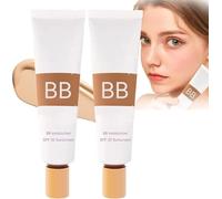BB Blur Tinted Moisturizer Spf 30, BB Cream Tinted Moisturizer, Instantly Hydrates and Smooths Skin, Full Coverage, Oil-Free & Light, Matte Moisturizer with Brush (2 Pcs)