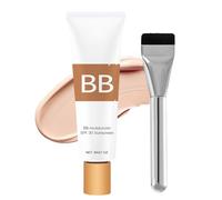 BB Cream Tinted Moisturiser With Brush，SFP30 Sunscreen Color Correcting Hydrating BB Face Cream Foundation，Full Coverage Concealer Light Makeup Natural Color Tinted Moisturiser For All Skin Types