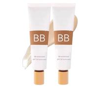 BB Cream Tinted Moisturizer SPF 30, Moisturizing Concealer, Even Skin Tone Foundation Makeup, Full Coverage, Lightweight Hydrating Formula Adapts to Skin Tone for a Natural Glowy Finish (2PC)