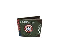 BB Designs Marvel Captain America Vintage Military Army Zip Top Canvas Wallet, Green