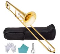 Bb/Eb Tenor Slide TromboneTone B Flat Alto Brass Instruments for Beginners and Students with Hard Case Mouthpiece Gloves Cleaning Cloth