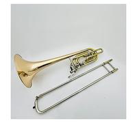 Bb/F Bass Trombone Brass Wind Instrument with Double Rotor Trigger, Gold Lacquer Finish, Smooth Slide, Protective Case Included for Students and Professionals