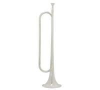 Bb Flat Bugle Trumpet With Mouthpiece Brass Musical Instrument Horn For School Band Cavalry(Color:Silver)
