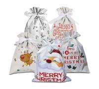 BB FUN HOUSE 18pcs Small Christmas Drawstring Gift Bags Set, Assorted Holiday Present Wrapping Colorful Decorations for Xmas Party Favors