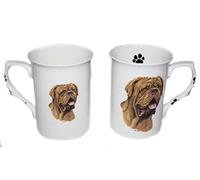 (BB) HAND DECORATED SET OF 2 BONE CHINA BEAKERS/ MUGS DOGUE DE BORDEAUX dog PRESENTATION GIFT BOXED- lovely gift, KIRSTY JAYNE CHINA, HAND DECORATED