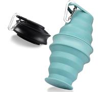 BB Hapeayou Foldable Water Bottle 500 ml with Carabiner Pack of 2 Silicone Travel Folding Bottle for Outdoor Sports Foldable Water Bottle (Black + Blue)