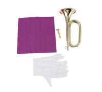Bb Key Bugle Brass Trumpet, Professional 16.5 Inches Golden Instrument with Detachable Mouthpiece Cleaning Cloth Gloves for Band School Marching Performance
