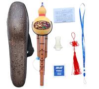 bB Key-Traditional Chinese Hulusi Bamboo Cucurbit Flute, Yunnan Fernleaf Hedge Bamboo, Handmade Musical Instrument (Key of B Flat)