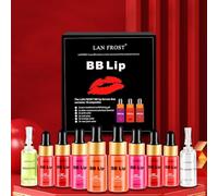 BB Lip Serum Set, Semi-permanent Makeup Treatment, BB Lip Serum for Lip Coloring and Moisturizing, Including 4 Colors of Liquid Lip Pigments, Exfoliating Gel and Intensifier