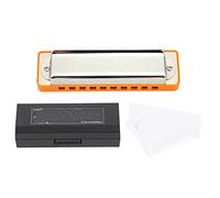 Bb Major 10 Hole 20 Tone Blues Harmonica Phosphor Bronze Professional Grade Durable Accurate Tuning for Musicians Beginners Stainless Steel Resin Comb Black White Orange (Orange)