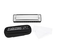Bb Major 10 Hole 20 Tone Blues Harmonica Phosphor Bronze Professional Grade Durable Accurate Tuning for Musicians Beginners Stainless Steel Resin Comb Black White Orange (Black)