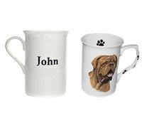 (BB) Personalised WITH ANY NAME BONE CHINA BEAKER MUG CUP DOGUE DE BORDEAUX single cup mug beaker PAWPRINTS- Hand decorated- Personalised to order-