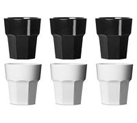 BB Plastics Set of 6 Black & White Remedy Reusable Polycarbonate Rocks Tumbler 9oz / 255ml