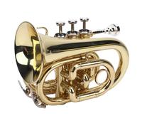 Bb Pocket Trumpet, Ni Plated Brass Complete Package with 7C Mouthpiece Gloves Carrying Strap for Beginners and Students