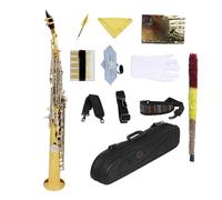 Bb Saxophone Saxophone Golden Silver Double Color Brass Straight Pipe Sax Woodwind Musical Instrument With Leather Box
