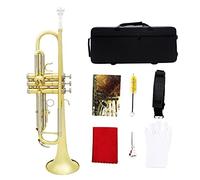 Bb Standard Trumpet, Brass Play Western Wind Instruments, For Beginner Kids & Adults, With Hard Case, Cleaning Kit, 7C Mouthpiece, Cloth And Gloves