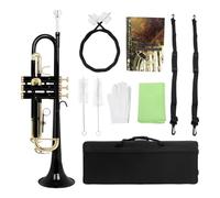 Bb Tone Black Trumpet Instrument Brass Body Gold Key Trumpet With Accessories (Color : 02)