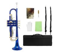 Bb Tone Blue Trumpet Instrument Brass Body Gold Key Trumpet With Accessories (Color : 01)