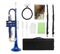 Bb Tone Blue Trumpet Instrument Brass Body Gold Key Trumpet With Accessories (Color : 02)