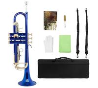 Bb Tone Blue Trumpet Instrument Brass Body Gold Key Trumpet With Pressure Valve Accessories(Color:1)