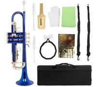 Bb Tone Blue Trumpet Instrument Brass Body Gold Key Trumpet With Pressure Valve Accessories(Color:3)