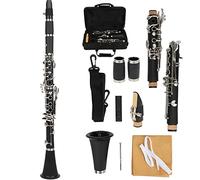 Bb Tone Clarinet for Beginners, 17 Keys Student Level Bakelite Clarinet Woodwind Band and Orchestra Musical Instruments with Reeds,Case,Cleaning Cloth,Screwdriver(black)
