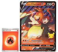 BB-Toy-Trades PKM Trading Card XXL Black Star Promo Card Lances's Charizard V SWSH113 Glurak - English - Fullart Holo Mega Jumbo Oversize Single Card with BB-Toy-Trades Sleeve (Lances's Charizard V)