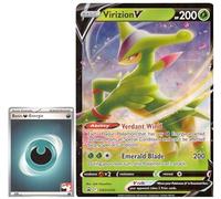 BB-Toy-Trades PKM Trading Card XXL Black Star Promo Card Virizion V SWSH295 - English - Fullart Holo Mega Jumbo Oversize Single Card with BB-Toy-Trades Sleeve (Virizion V EN)