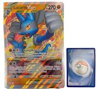 BB-Toy-Trades PKM Trading Card XXL Promo Card Lucario VStar SWSH214 - German - Fullart Holo Mega Jumbo Oversize Single Card with BB-Toy-Trades Sleeve (Lucario VStar)