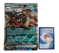 BB-Toy-Trades TCG PKM Trading Card XXL Black Star Promo Card - German - Fullart Holo Mega Jumbo Oversize Single Card with BB-Toy-Trades Sleeve (Mastifioso ex DE)