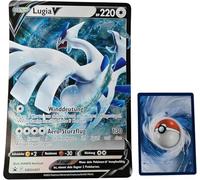 BB-Toy-Trades TCG PKM Trading Card XXL Black Star Promo Card Lugia V SWSH301 - German - Fullart Holo Mega Jumbo Oversize Single Card with BB-Toy-Trades Sleeve (Lugia DE)